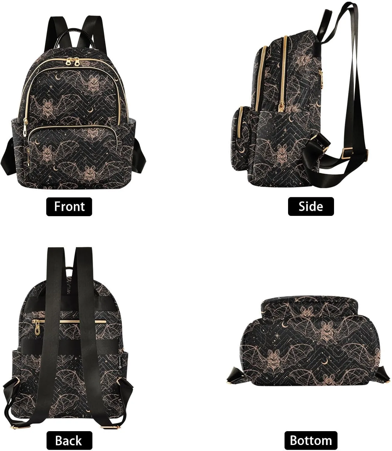 Gothic Bats Moon Mini Backpack Fashion Backpack Purse for Women,Handbag Shoulder Bag Casual Daypack, Ladies Gift for College Work （M）