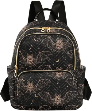 Gothic Bats Moon Mini Backpack Fashion Backpack Purse for Women,Handbag Shoulder Bag Casual Daypack, Ladies Gift for College Work （M）
