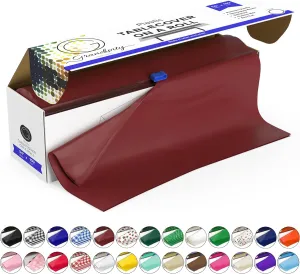 Grandipity Plastic Rectangular Tablecloth Roll, 54x100' Burgundy, Disposable with Cutter Box, Wrinkle-Resistant, Waterproof, for Parties & Events