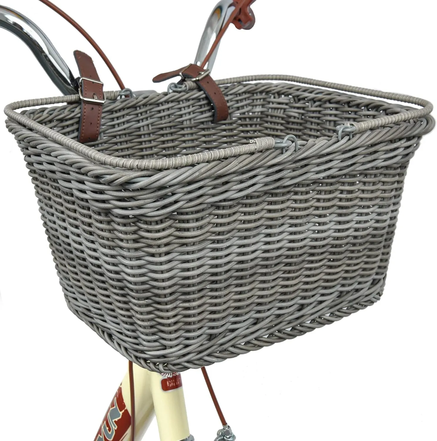 GRANNY SAYS Bike Basket, Wicker Basket for Bike, Hand-Woven Bicycle Basket, Detachable Wicker Front Handlebar Bike Basket