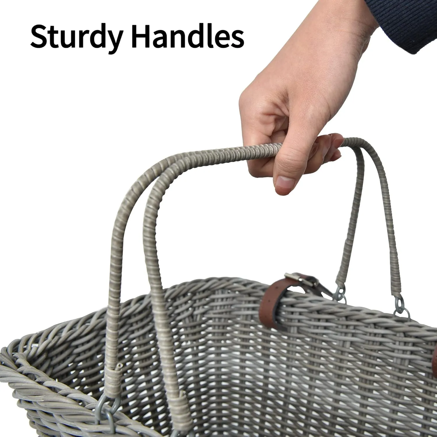 GRANNY SAYS Bike Basket, Wicker Basket for Bike, Hand-Woven Bicycle Basket, Detachable Wicker Front Handlebar Bike Basket