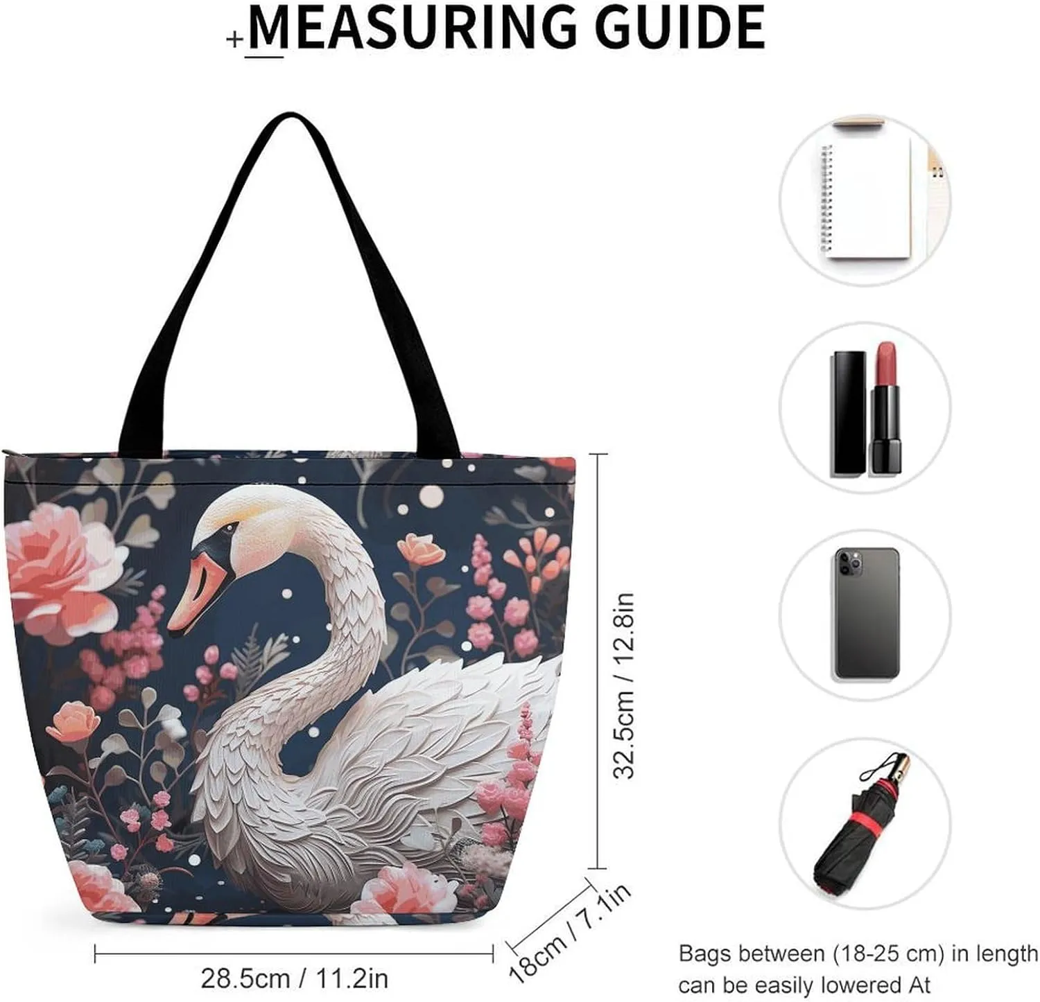 Grocery Bag Reusable Tote Bag Foldable Flower Heart Chicken Shopping Bag Handbag Washable Shoulder Bag for Travel