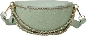 GRPKSSIB Women's Chest Bag PU Leather Handbag Crossbody Shoulder Bag Quilted Purse Fashion