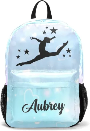 Gymnastic Unicorn Fantasy Personalized Backpack for Teen Boys Girls,Custom Travel Backpack Bookbag Casual Bag with Name Gift 11.81"(L) x 5.51"(W) x 17.71"(H)