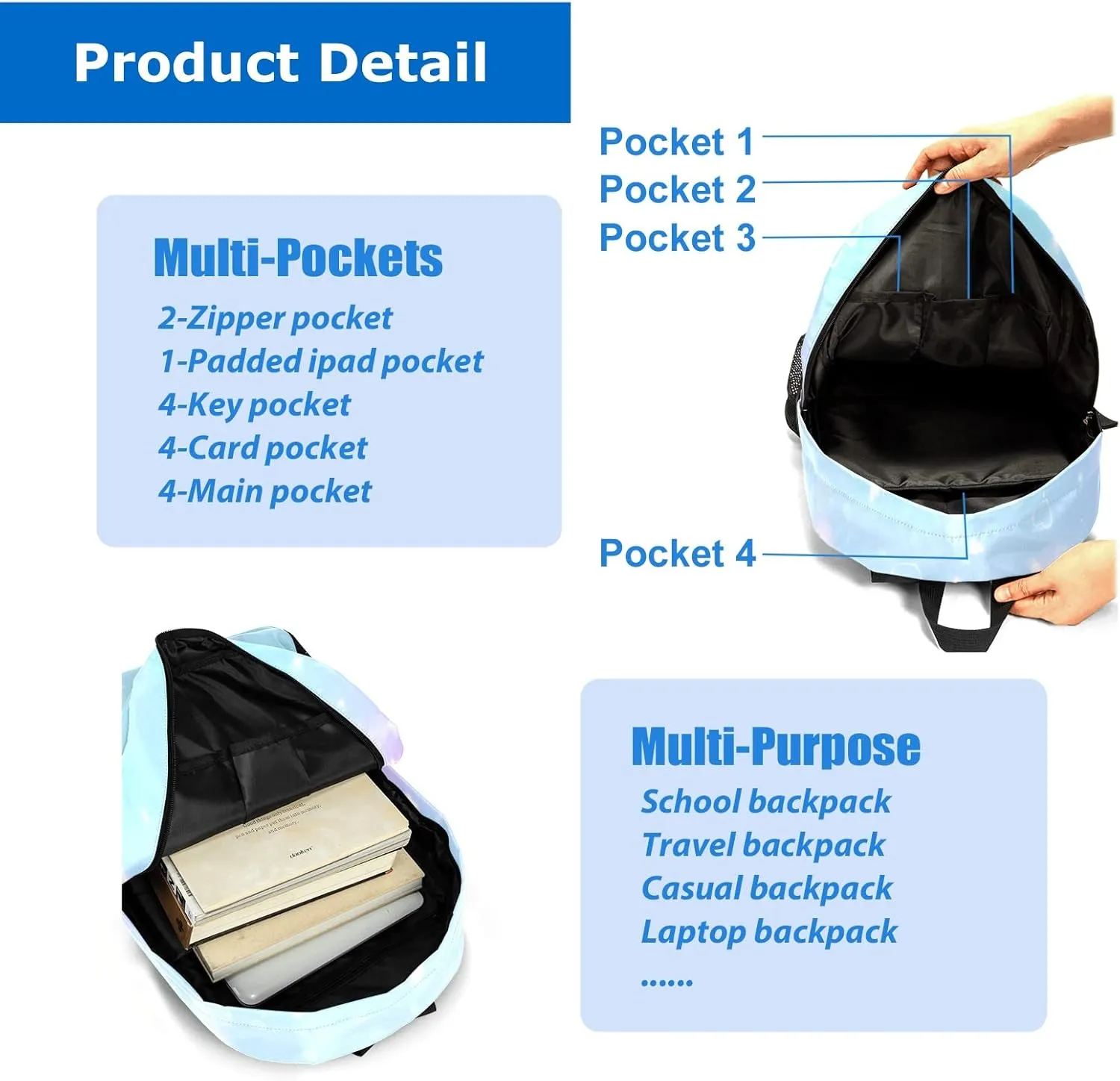 Gymnastic Unicorn Fantasy Personalized Backpack for Teen Boys Girls,Custom Travel Backpack Bookbag Casual Bag with Name Gift 11.81"(L) x 5.51"(W) x 17.71"(H)