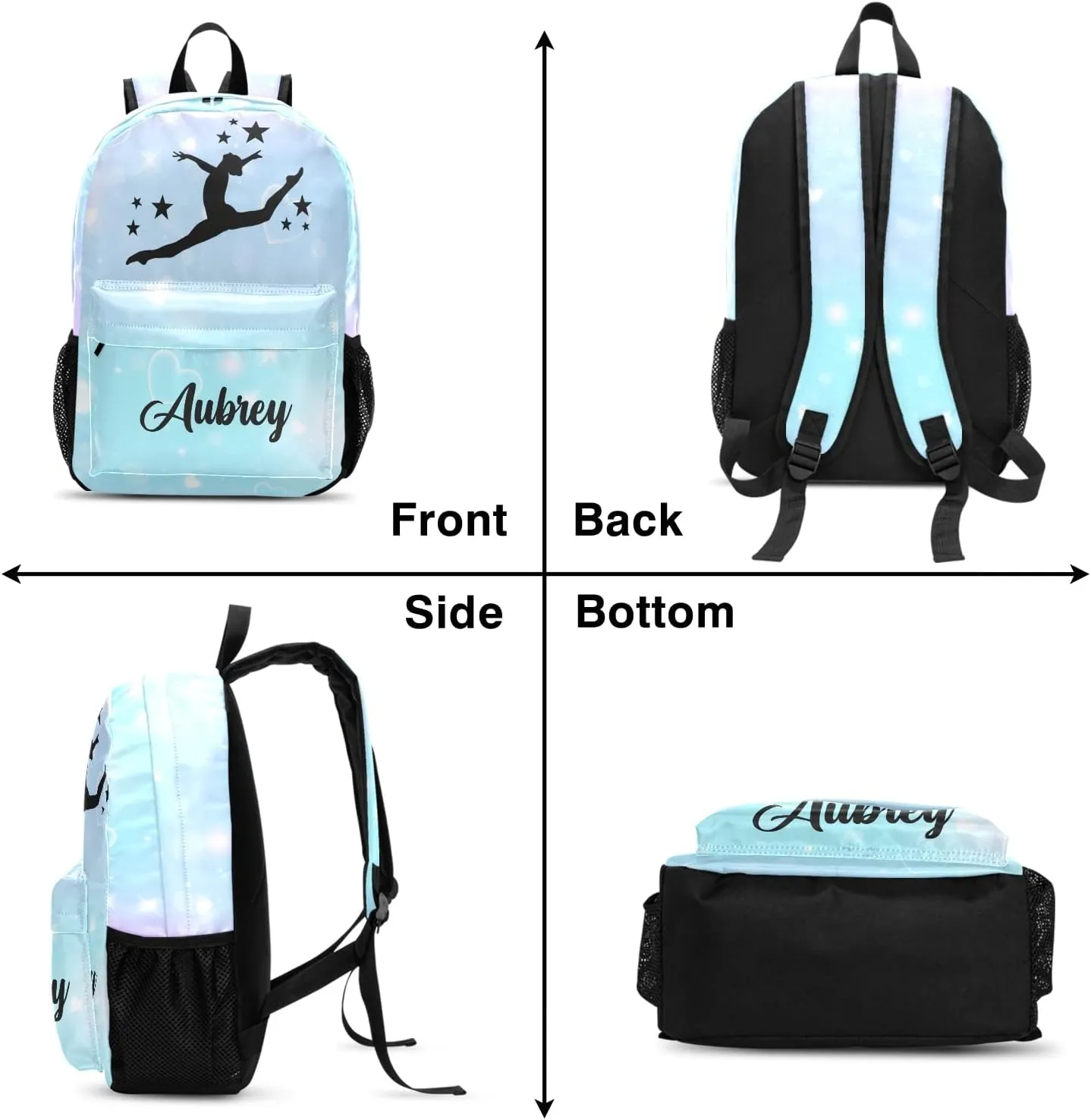 Gymnastic Unicorn Fantasy Personalized Backpack for Teen Boys Girls,Custom Travel Backpack Bookbag Casual Bag with Name Gift 11.81"(L) x 5.51"(W) x 17.71"(H)