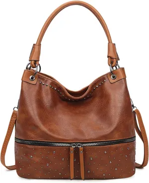 Handbags for Women Fashion Purses and Handbags PU Leather Rivet Shoulder Crossbody Bags