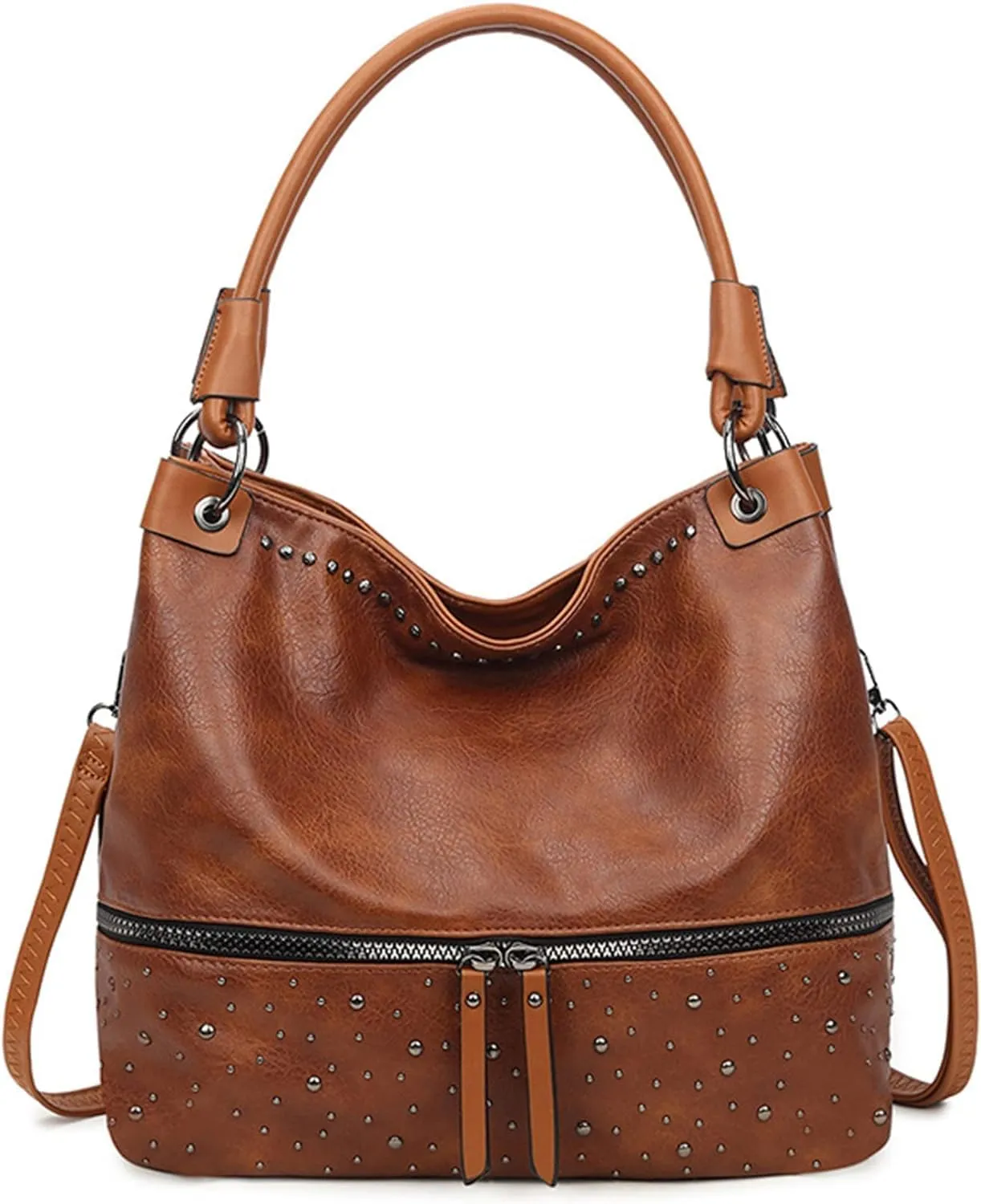 Handbags for Women Fashion Purses and Handbags PU Leather Rivet Shoulder Crossbody Bags
