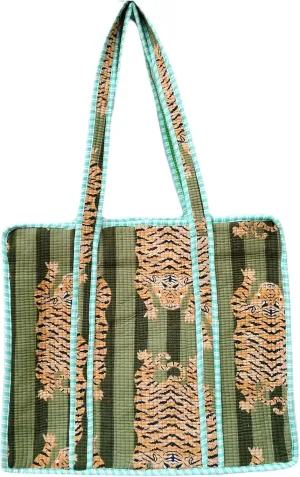Handblock Travel Bag, Cotton Tote Bag For Shopping Grocery & Beach, Zipper Close, Handmade Indian Shopping Shoulder Bag