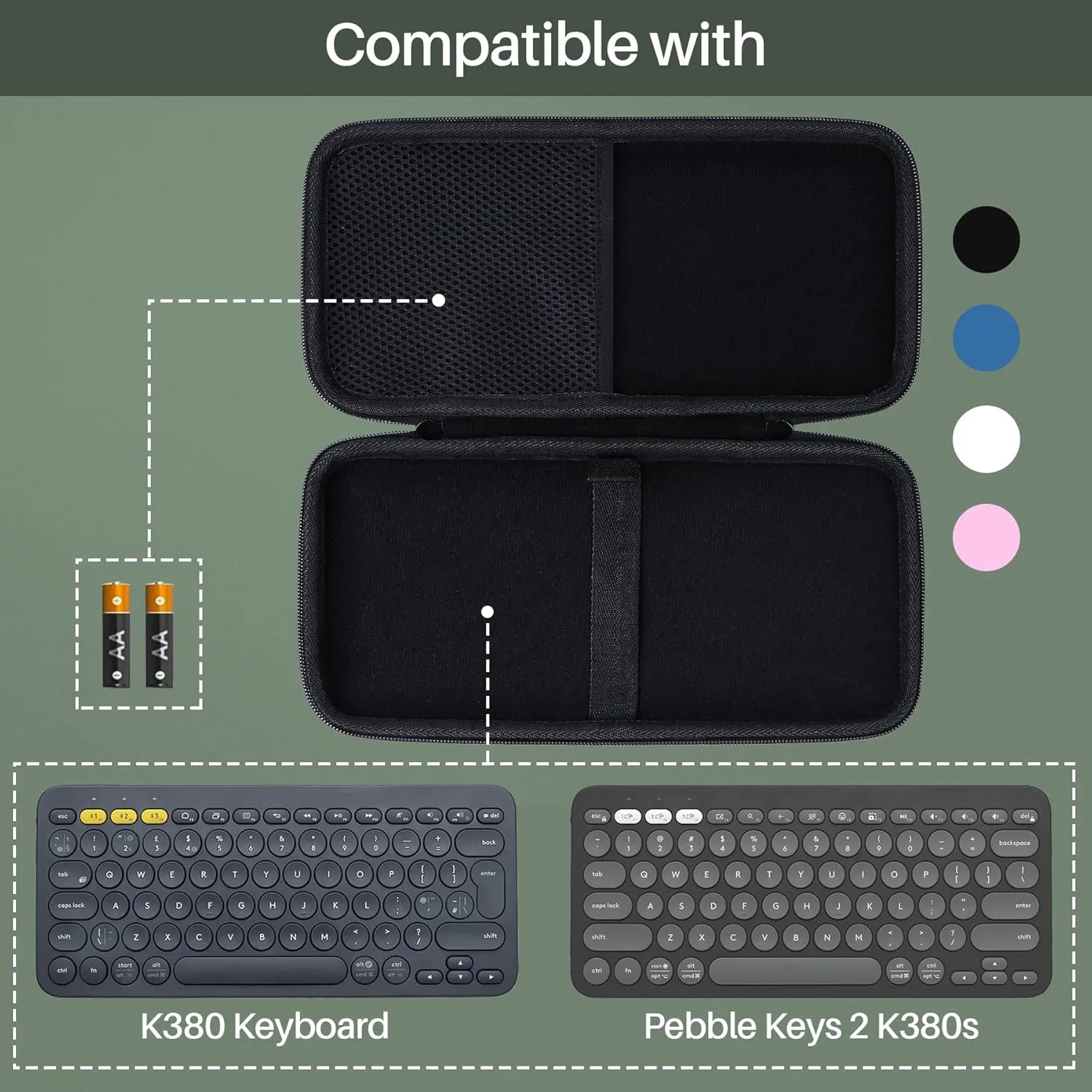 Hard Case Compatible with Logitech Pebble Keys 2 K380s K380 Keyboard (Graphite Case)