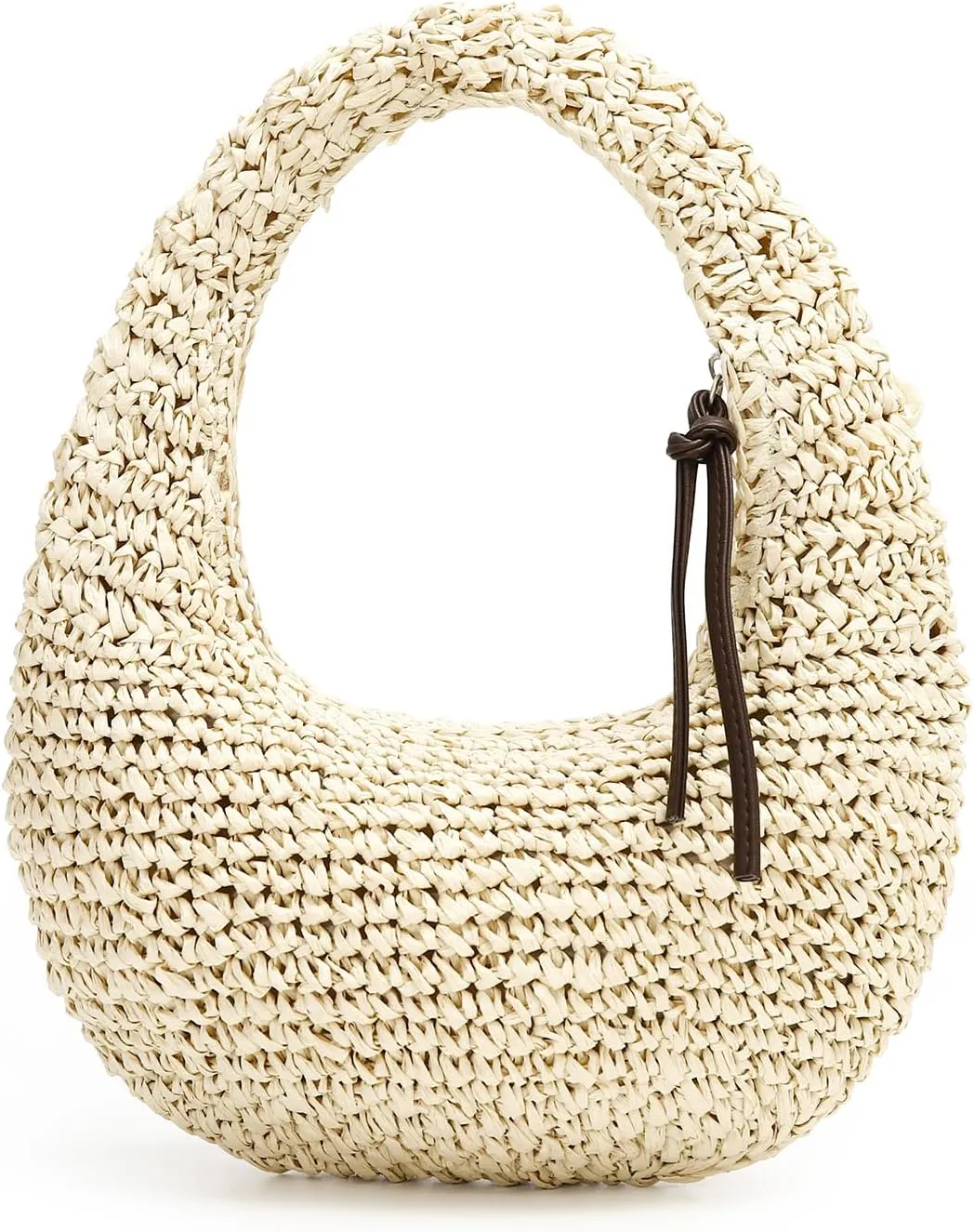 Herald Crescent Straw Handmade Shoulder Handbag for Women, Summer Beach Hobo Raffia Woven Underarm Bag Purse Tote