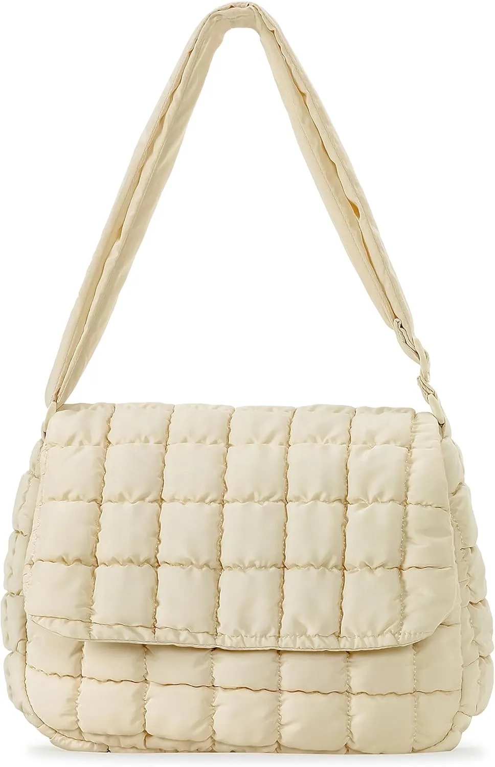 Herald Quilted Puffer Crossbody Bag for Women, Soft Lightweight Nylon Padding Bubble Flip Top Shoulder Purse Handbag