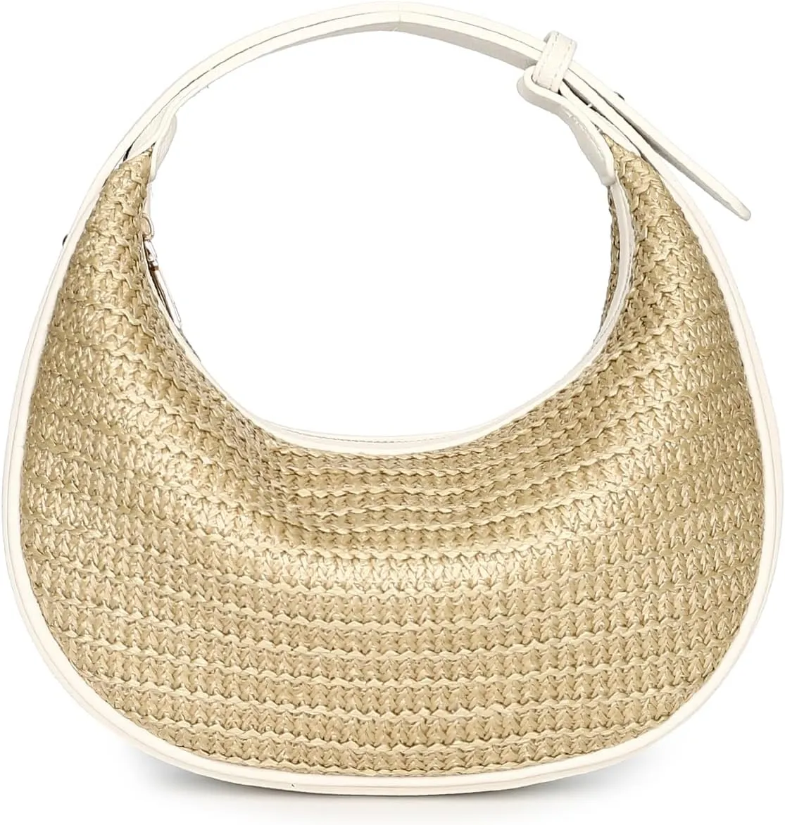 Herald Straw Crossbody Bag for Women Beach Woven Hobo Handbag Summer Chic Crescent Shoulder Purses with Adjustable Strap
