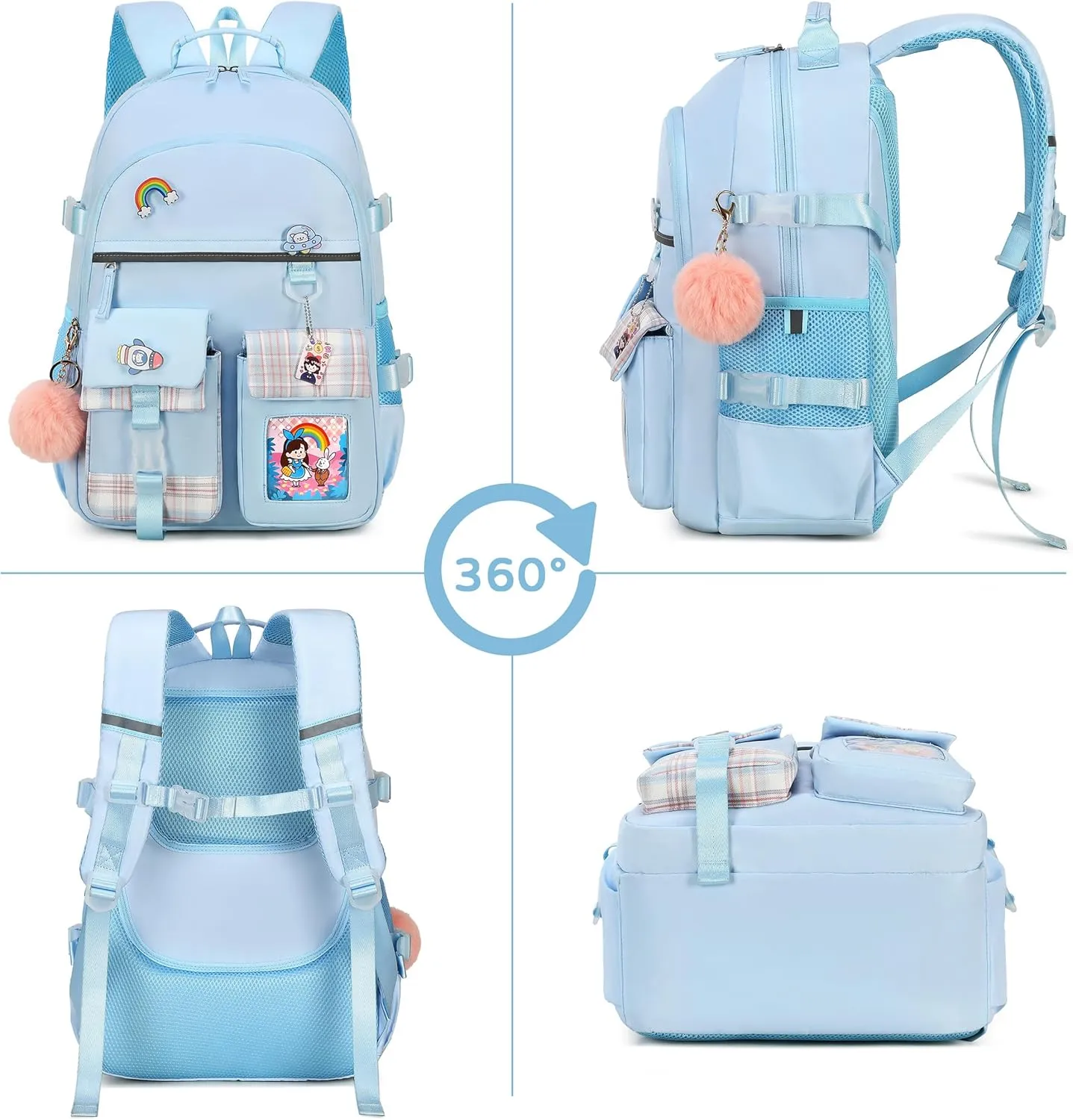 Hey Yoo Cute Backpack for School Backpack for Girls Backpack with Lunch Box Bookbag Set Kids Backpacks for Teen Girls