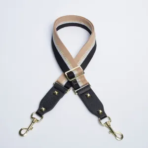 Hi Ho & Co Bag Strap Black Silver Gold Stripe Thin