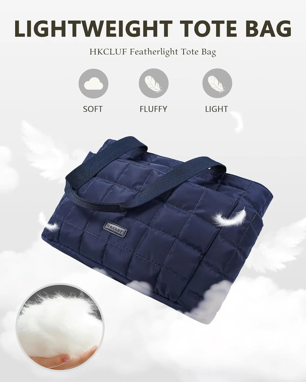 HKCLUF Quilted Puffer Tote Bag for Women 20L Lightweight Waterproof Large Work Travel Gym Tote Bag with Laptop Compartment