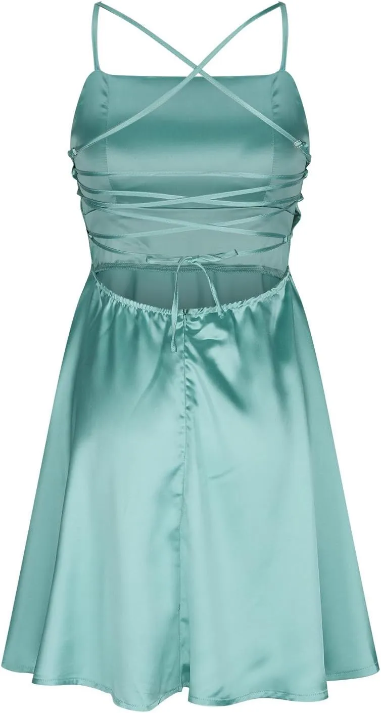 Homecoming Dresses 2024 Square Neck Spaghetti Strap Satin Cocktail Dress Summer A Line Short Corset Dress Mini Dress