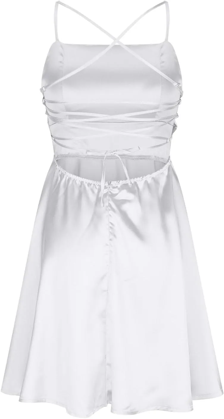Homecoming Dresses 2024 Square Neck Spaghetti Strap Satin Cocktail Dress Summer A Line Short Corset Dress Mini Dress