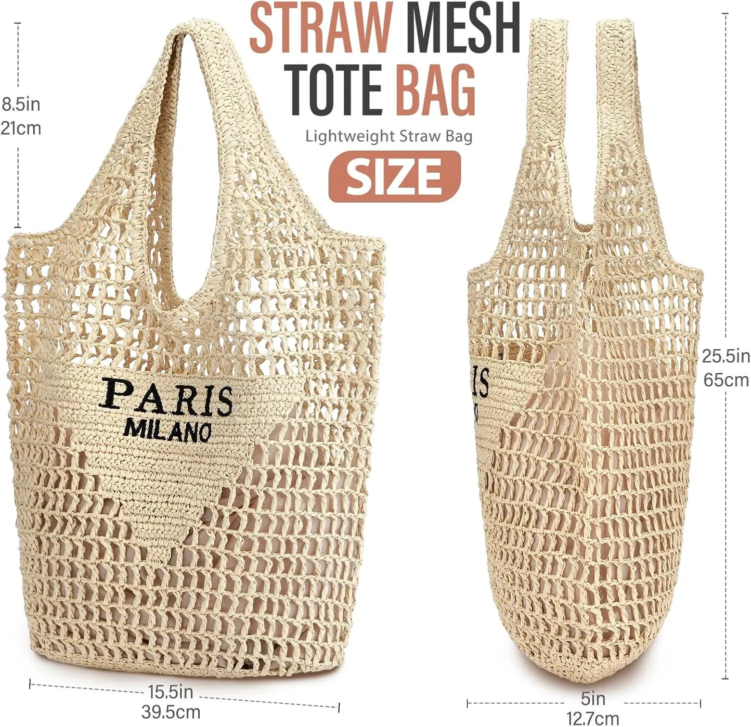 Hommtina Straw Beach Bag - Womens Crossbody Shoulder Vacation Purse for Summer