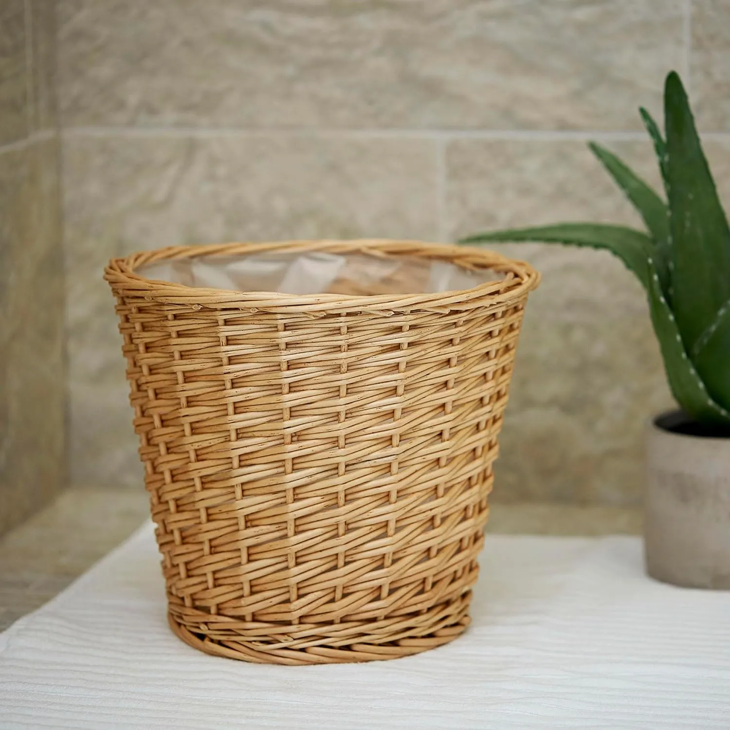 Household Essentials ML-2312 Medium Willow Waste Basket, Natural