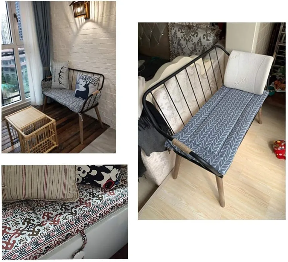 Indoor/Outdoor Bench Cushion Cotton Garden Furniture Loveseat Cushion,Long Thick Soft Sofa Swing Chair Cushion Pad,Patio Garden Deck Backrest Fresco Settee Seat Cushion
