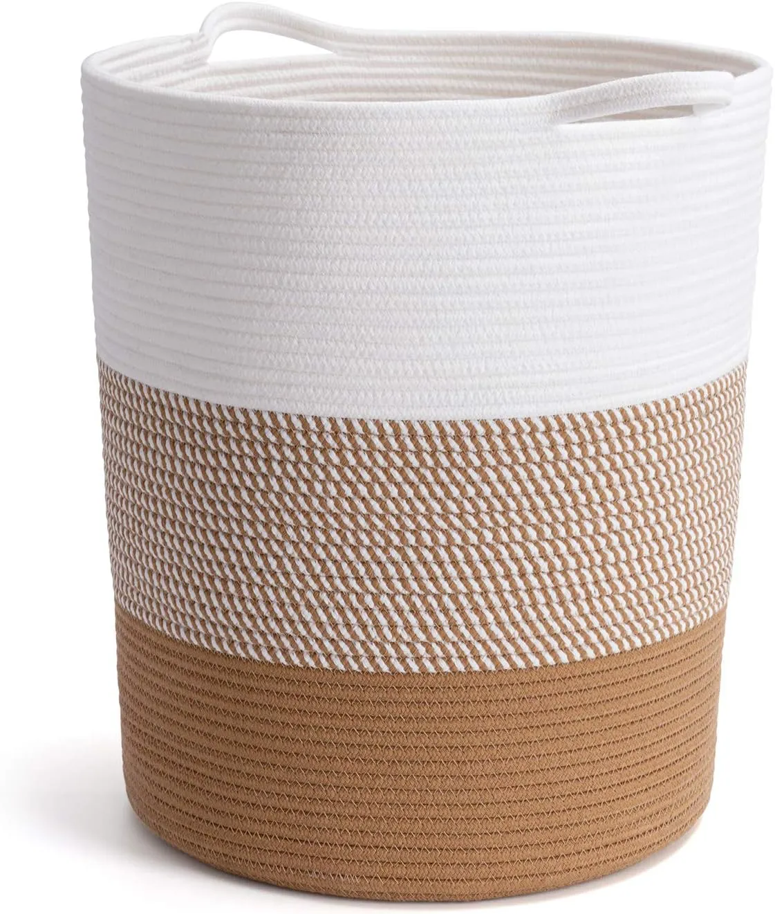 INDRESSME Large Rope Basket - Tall Laundry Basket Hamper for Dirty Clothes Woven Jute Storage Baskets for Blanket in Living Room Toy Baskets for Nursery Storage, 17¾ x 15¾ x 13¾ inches