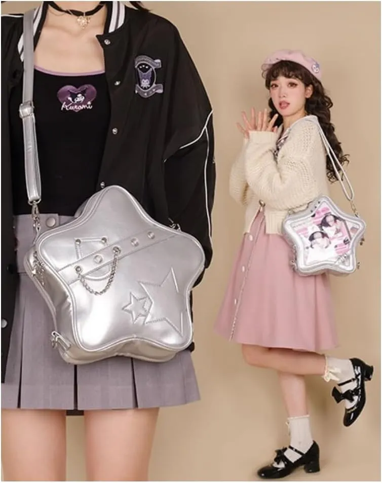 Ita Bag Star Pins Display Backpack with Insert Single Shoulder Bag Crossbody Bag Handbag and Purse for Women (PU orange)