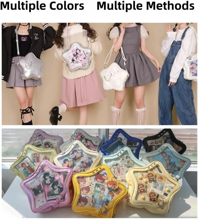 Ita Bag Star Pins Display Backpack with Insert Single Shoulder Bag Crossbody Bag Handbag and Purse for Women (PU orange)
