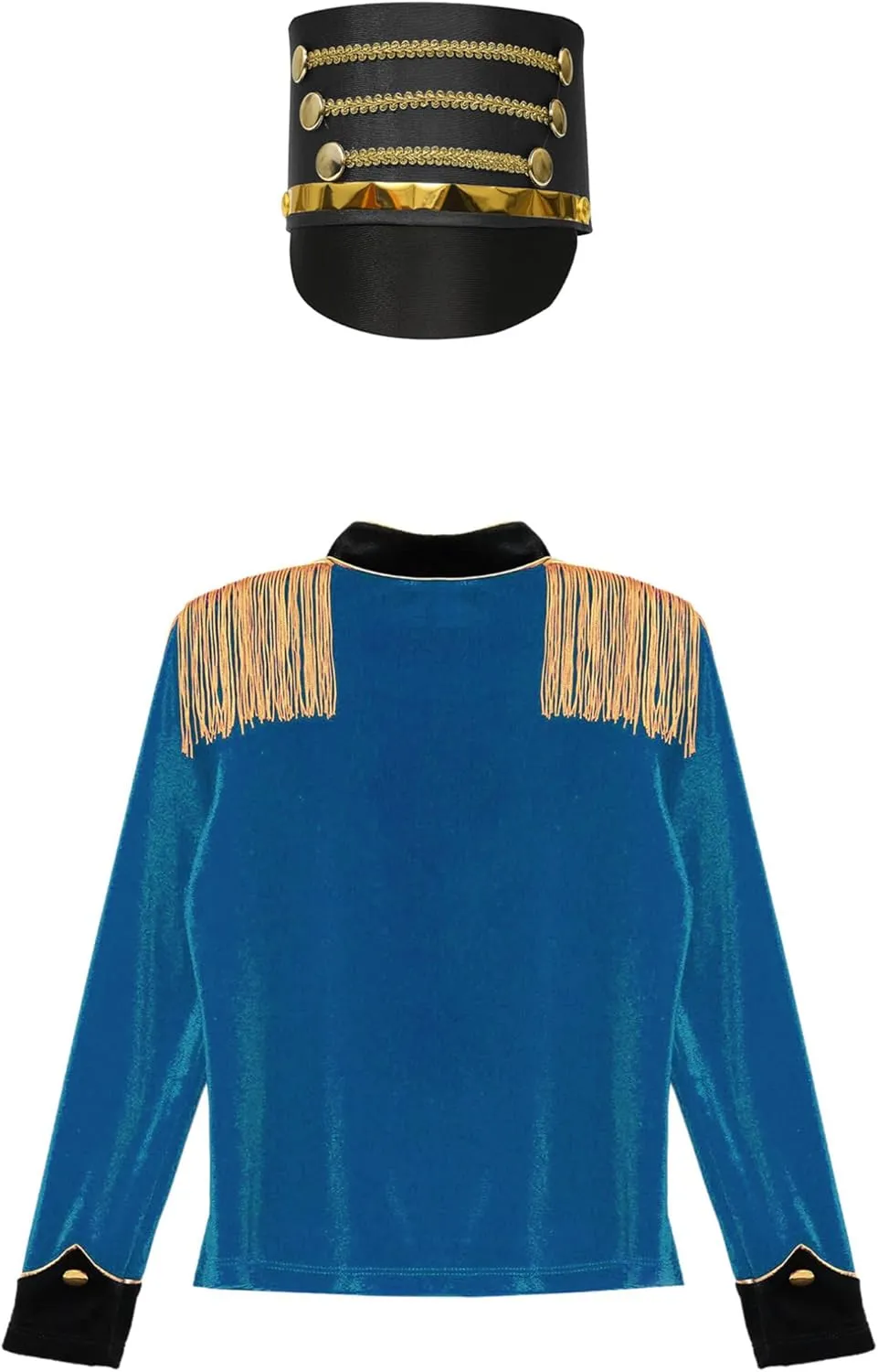 JEATHA Kids Drum Major Uniform Honor Guard Cosplay Outfits Majorette Costume Fringe Epaulet Jacket with Hat Set