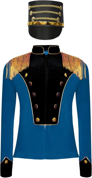 JEATHA Kids Drum Major Uniform Honor Guard Cosplay Outfits Majorette Costume Fringe Epaulet Jacket with Hat Set
