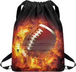Jeiento Fire American Football Laptop Backpack for Women, Teacher Nurse Bag Work Travel Computer Backpacks Purse,College School Student Bookbag