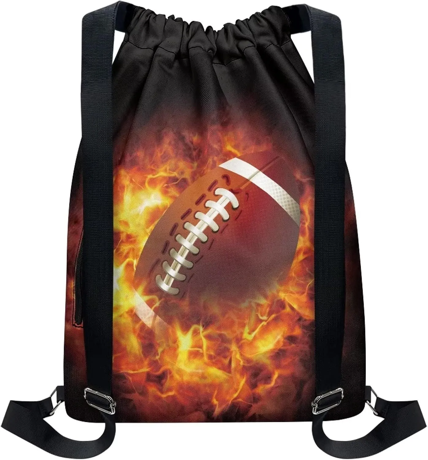 Jeiento Fire American Football Laptop Backpack for Women, Teacher Nurse Bag Work Travel Computer Backpacks Purse,College School Student Bookbag