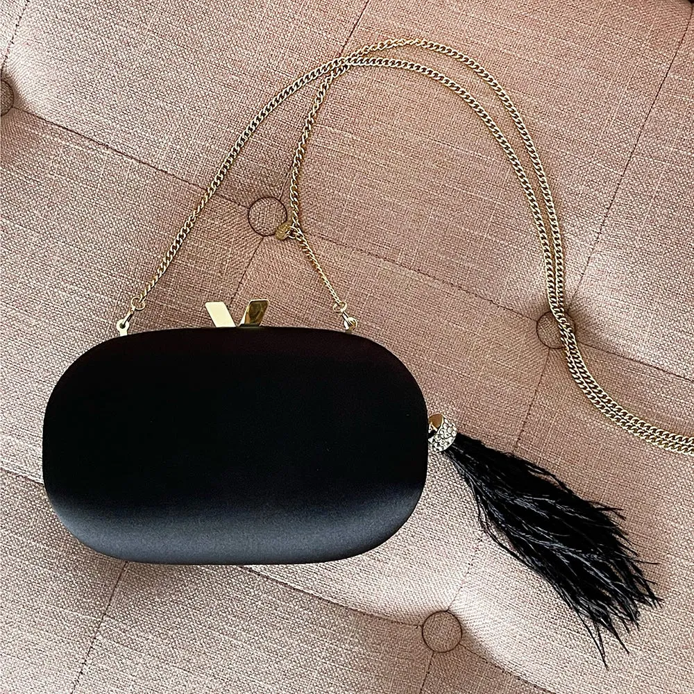 JENNA Feather Tassel Clutch