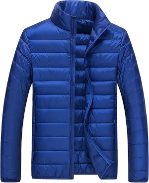 JEsilunmaMY Men's Thermal Sport Cropped Down Jacket Stand Collar Lightweight Packable Puffer Jacket Casual Warm Winter Coats