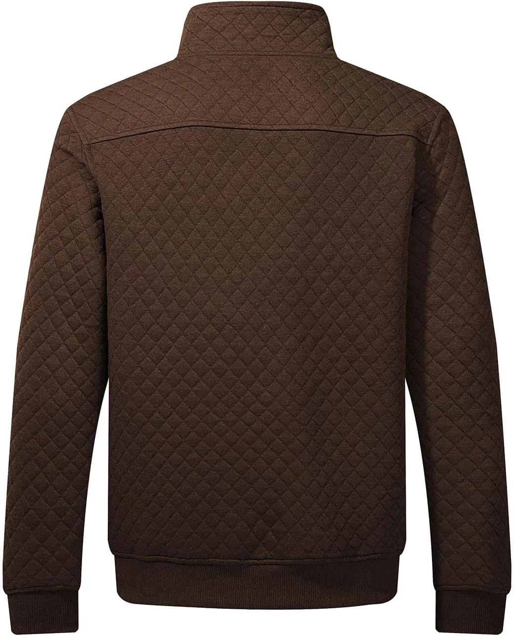 JMIERR Men's Quilted Sweatshirt Casual Long Sleeve Outdoor Stand Collar Button Pullover Sweatshirts