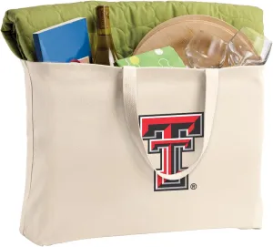 JUMBO Texas Tech Tote Bag or Large Canvas Texas Tech Red Raiders Shopping Bag