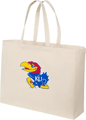 JUMBO University of Kansas Tote Bag or Large Canvas KU Jayhawks Shopping Bag