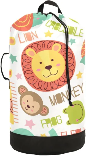Jungle Animals Face Nylon Travel Laundry Bag for Luggage Dirty Heavy Duty Dirty Clothes Organizer with Drawstring Closure & Shoulder Straps Laundry Hamper Liner for Factories College Dorm Apartment