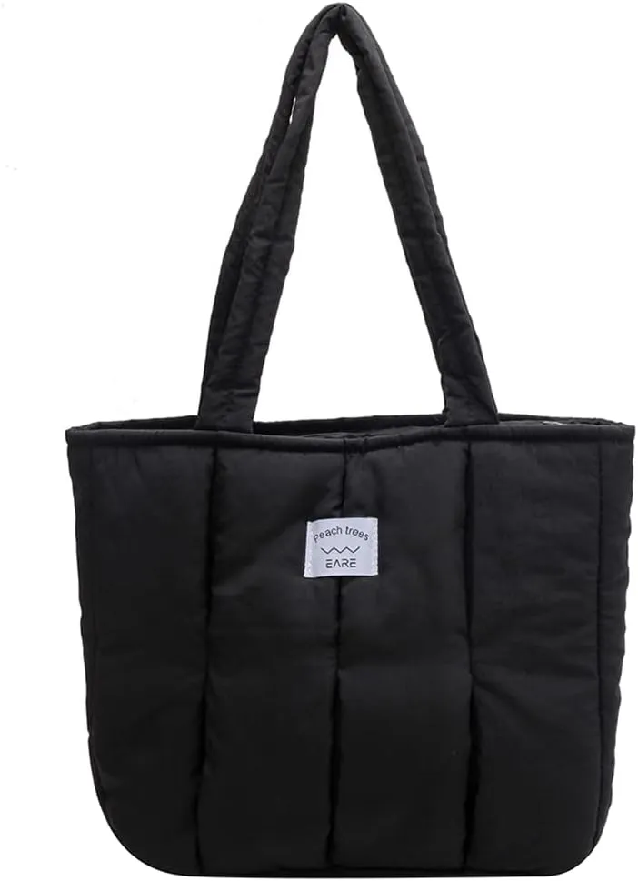 Juoxeepy Puffer Tote Bag Puffy Purse for Women Lightweight Nylon Shoulder Bag Padding Hobo Handbag