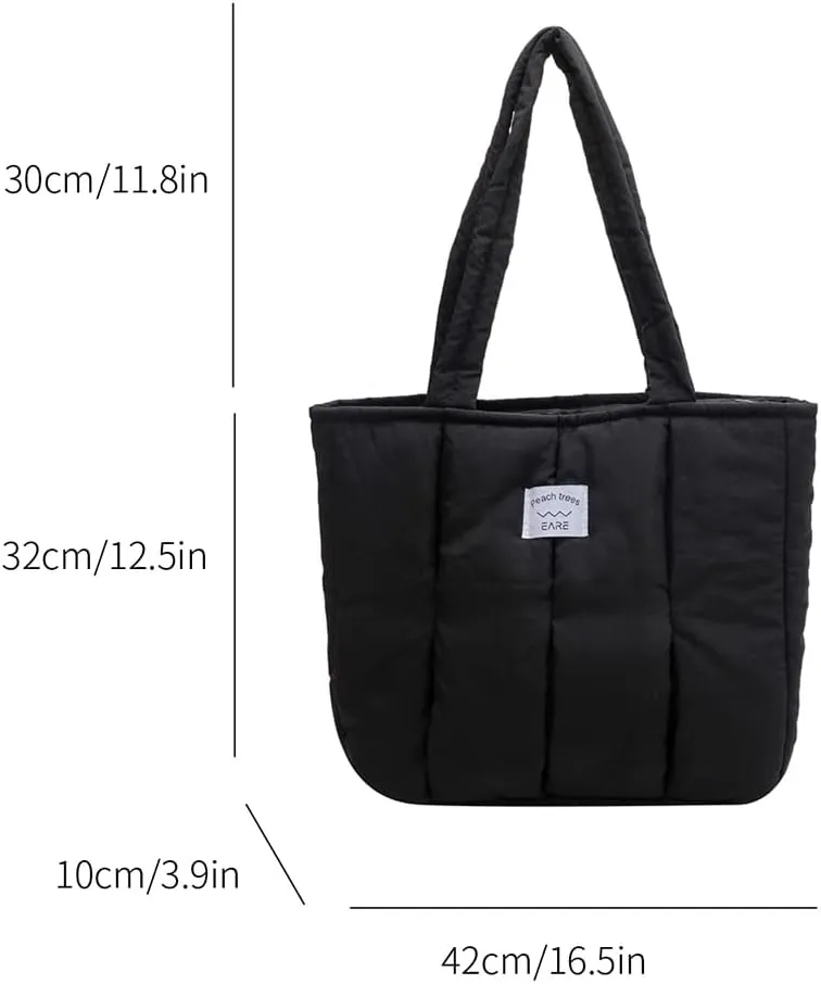 Juoxeepy Puffer Tote Bag Puffy Purse for Women Lightweight Nylon Shoulder Bag Padding Hobo Handbag