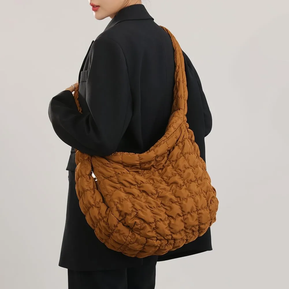 Juoxeepy Quilted Tote Bag Large Puffer Crossbody Bag Women Puffy Shoulder Bag Quilted Padding Hobo Tote Bag