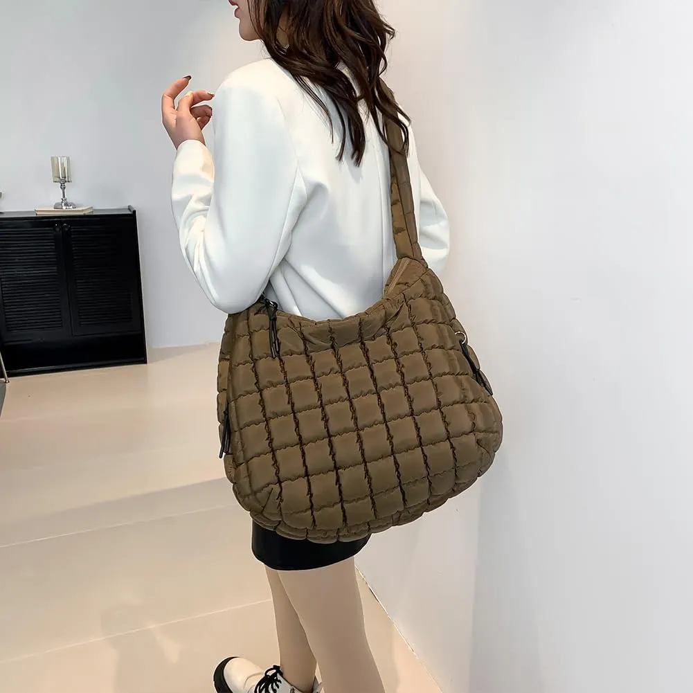 Juoxeepy Quilted Tote Crossbody Women's Puffy Hobo Bag with Padding