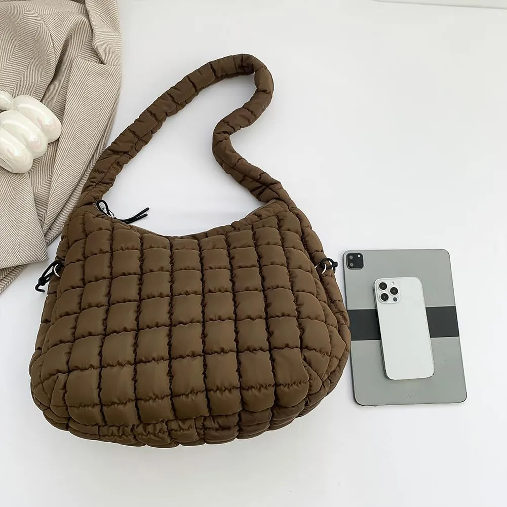 Juoxeepy Quilted Tote Crossbody Women's Puffy Hobo Bag with Padding