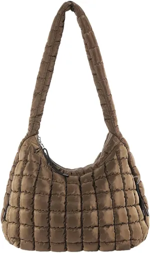 Juoxeepy Quilted Tote Crossbody Women's Puffy Hobo Bag with Padding