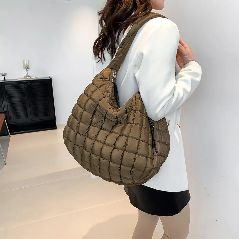 Juoxeepy Quilted Tote Crossbody Women's Puffy Hobo Bag with Padding