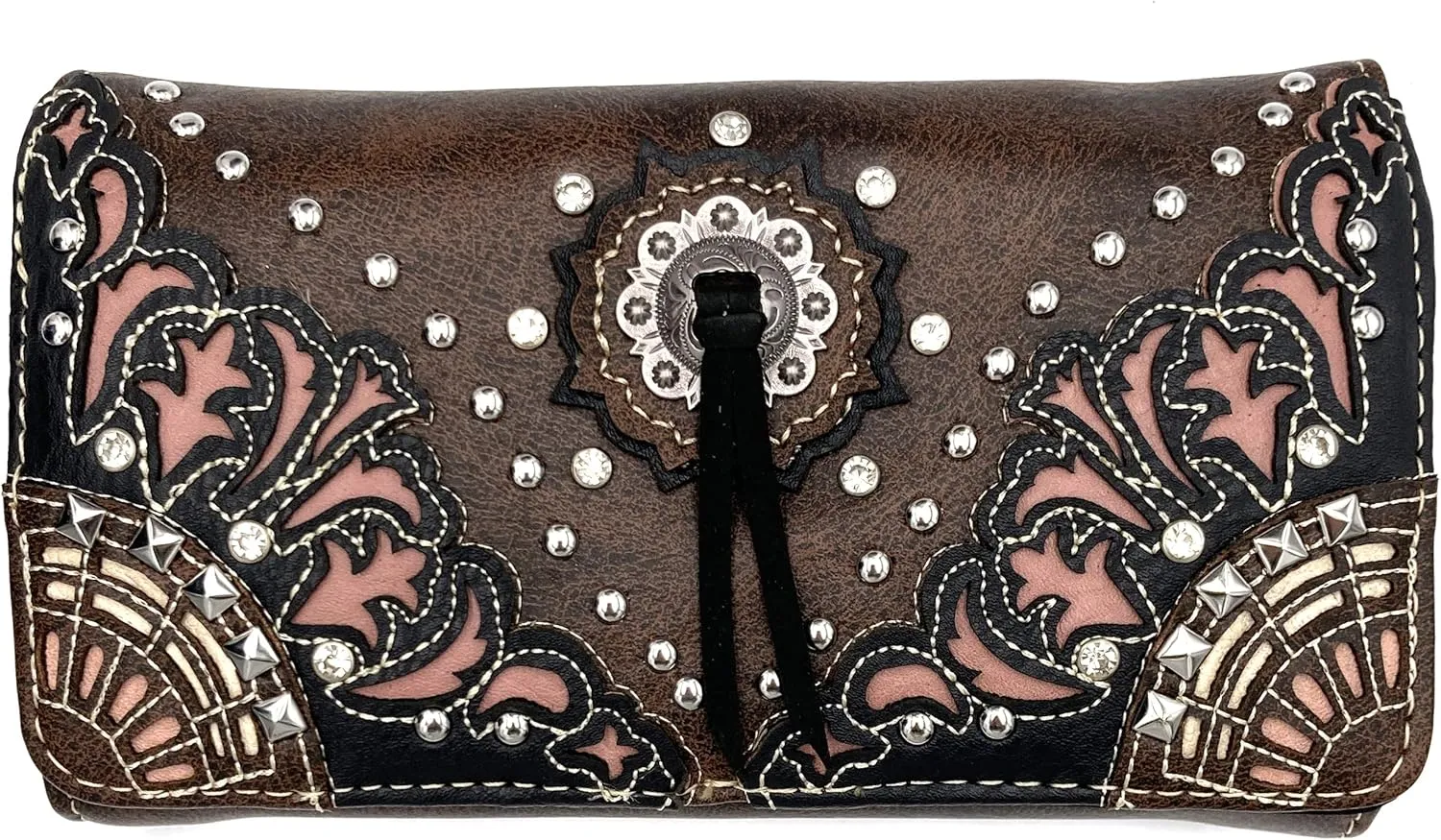 Justin West Autumn Fringe Cut Concho Rhinestone Concealed Carry Handbag Purse Matching Wallet