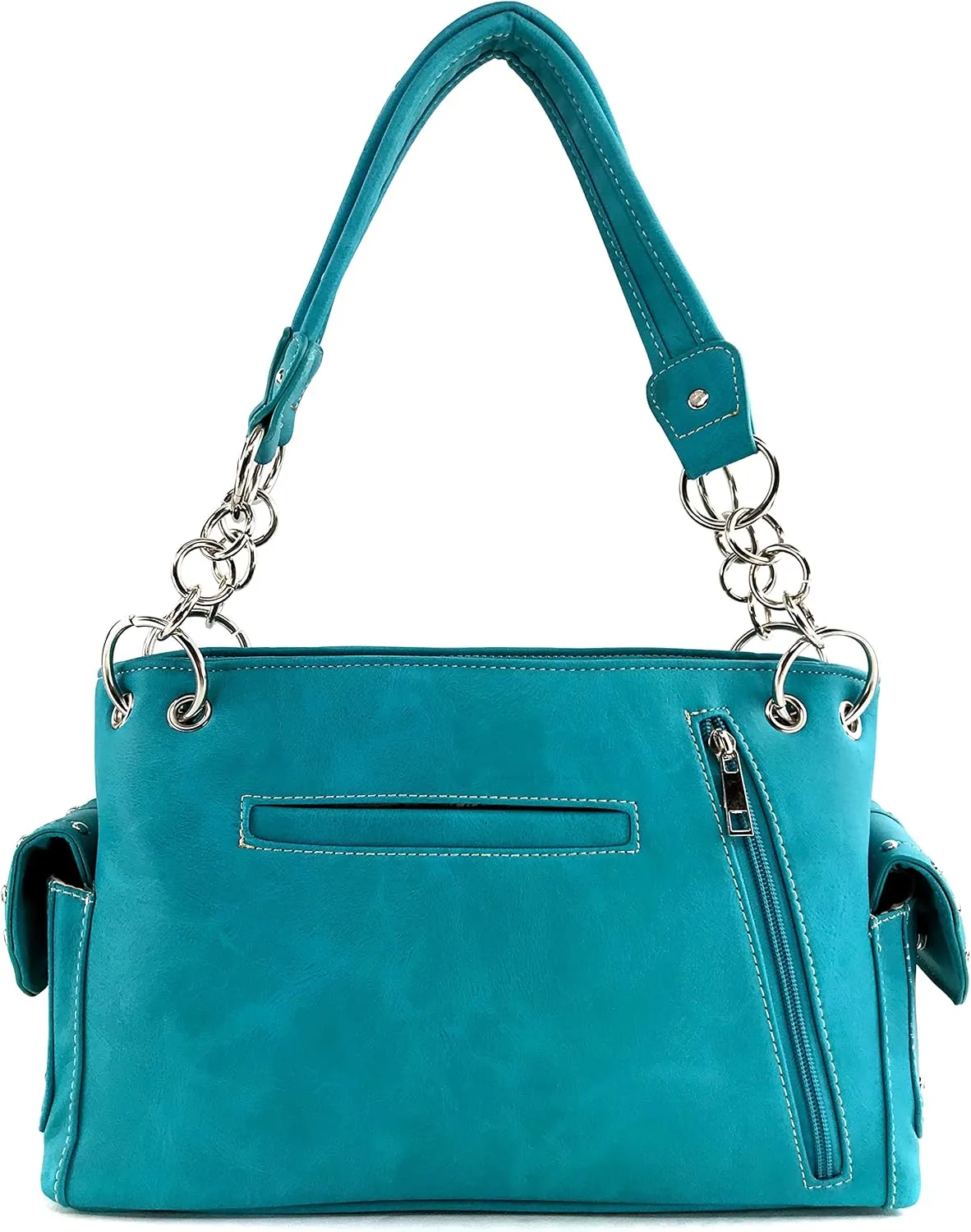 Justin West Native Color Feather Arrow Turquoise Stud Weave Fringe Conceal Carry Shoulder Handbag Purse | Trifold Wallet