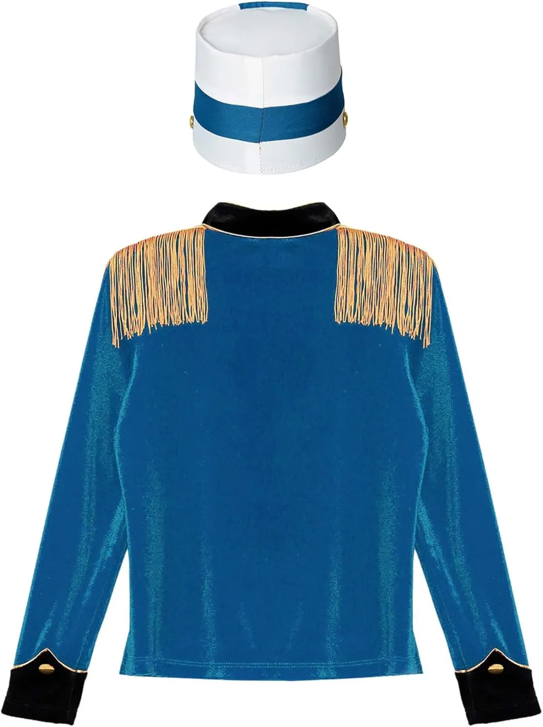 Kaerm Kids Grils Drum Major Costume Long Sleeve Fringe Epaulet Jacket with Drum Band Hat Set for Halloween
