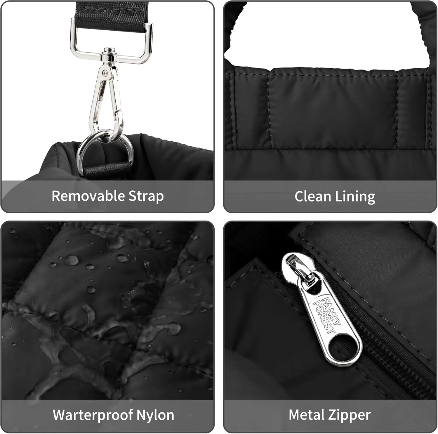 KALIDI Quilted Tote Bag Small Puffer Crossbody Bag for Women Lightweight Nylon Puffy Shoulder Handbag with Adjustable Strap