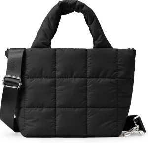 KALIDI Quilted Tote Bag Small Puffer Crossbody Bag for Women Lightweight Nylon Puffy Shoulder Handbag with Adjustable Strap